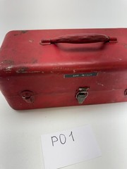 Vintage My Buddy Falls City Red Metal Tackle Box Cantilever 3 Tray Tool Box 15″