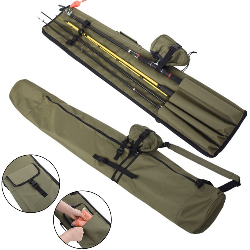 Large Fishing Rod Bag Backpack Shoulder Carry Tackle Pole Tube Storage Reel Case