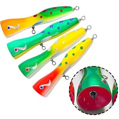85g 20cm Wooden Popper Lure Solid Wood Body Deep Concave Lip For Surface Use