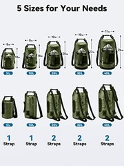 Dry Bag Waterproof for Women Men, 5L//20L/30L/40L Roll Top 10L Pitch Green