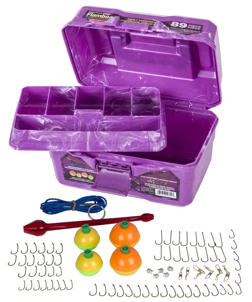 , 355BMT Big Mouth Tackle Box 89 Piece Kids Tackle Box Kit, Purple, 8.75 inches