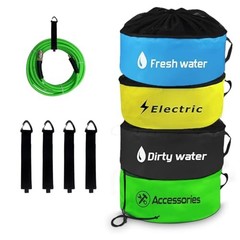 4 Pack RV Sewer Hose Storage,Waterproof RV Blue+Yellow+Black+Green+Drawstring