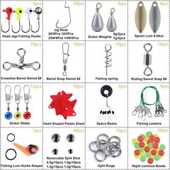 187/230Pcs Fishing Accessories Kit, Including Jig Hooks, Bullet Bass Casting