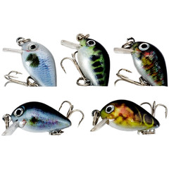 Small 3cm Crankbait Lures 1.8g 5PCS Set for Bass Fishing and Light Line Use
