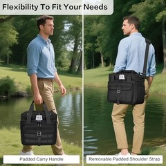 30L Large Fishing Tackle Bag, Waterproof Tackle Box Bag for Saltwater & Black