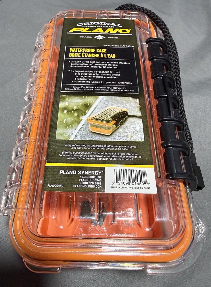 Plano PLAM1452W Waterproof Crushproof Tackle Box Case Orange Clear