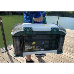 Plano Angled Fishing Tackle Box Storage System Green Tan Outdoor Organizer