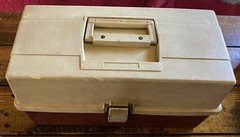 VINTAGE PLANO 6500 TACKLE BOX 3 Tray Burgundy/Sand Color 20 Divided Compartments