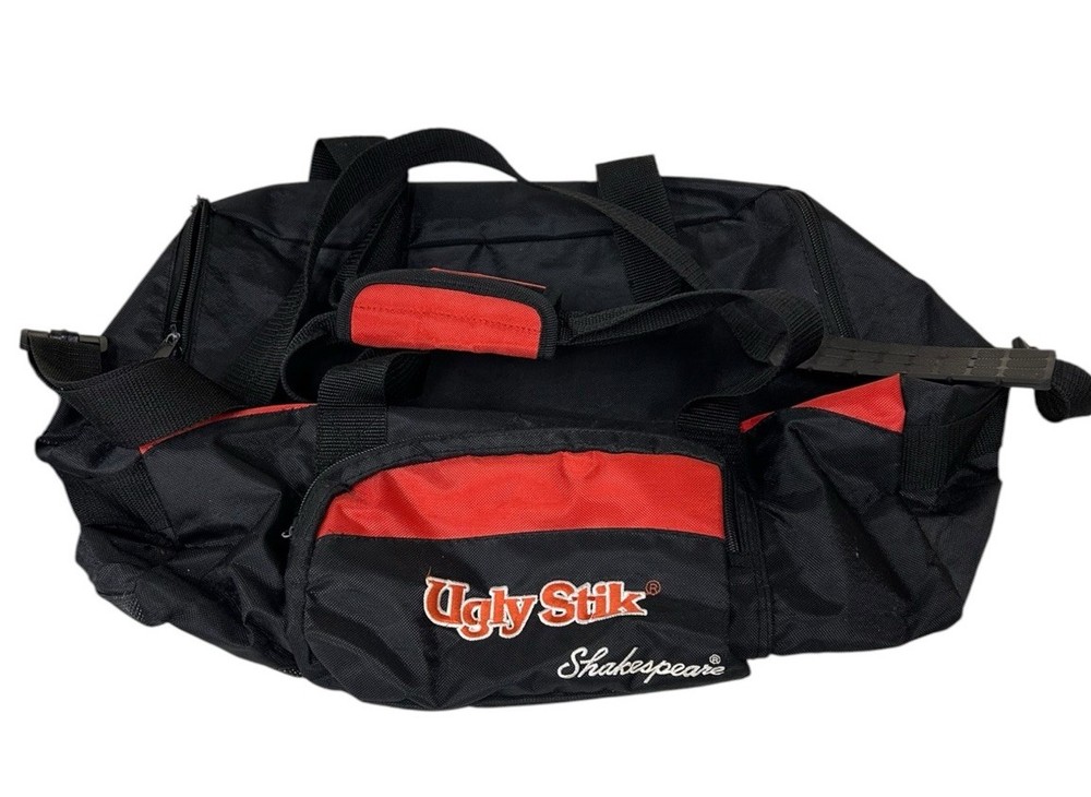 Ugly Stik Shakespeare Black And Red Duffle Style Fishing Tackle Bag With Strap