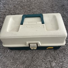 Vintage Plano Fishing Tackle Box Tan And Green Used With Lures And Accessories.