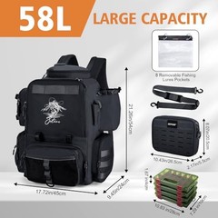 Fishing Backpack 900D Oxford Fabric & Insulation D1:black – 4 Tackle Boxes