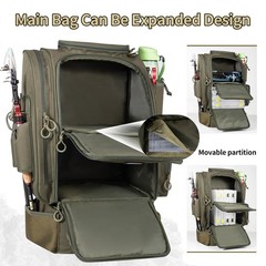 BLISSWILL Large Fishing Backpack with Cooler 23.6 x 13 x 9 inches, Army Green