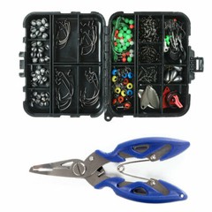 188 Pcs Fishing Accessories Kit with Tackle Box Pliers Jig-Hooks Sinker Clamp