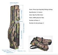 Large Belly Three Layer Double Shoulder Trees Foldable Fishing Bag Green 1.2m