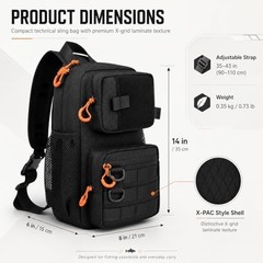 X-PAC Fishing Sling Bag 6L Waterproof Crossbody Tackle Pack with Rod Holder