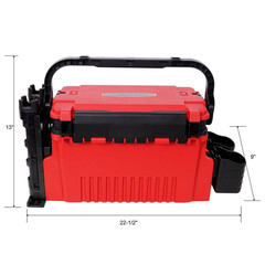 22.5 In. Red Dual-Layer Large Organizer Fishing Tackle Box with 2 Rod Holder, 2