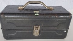 Vintage My Buddy Metal Fishing Tackle Box 2 Trays Gray