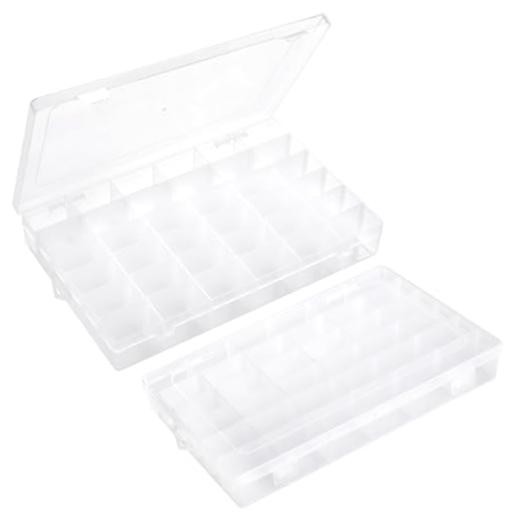 2Pcs Clear Visible Plastic Storage Box- Rectangular Storage Box, 36Grids-2