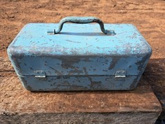 Vintage “My Buddy” Fishing Tackle Box 13″ X 6″ X 6″ 2 Tier See Photos