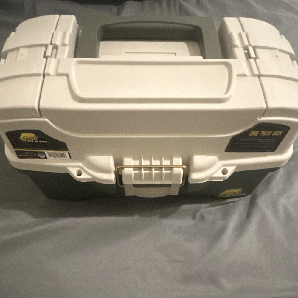 Plano One Tray Box Tackle Box, Plastic Hard Case, White/Gray/Black