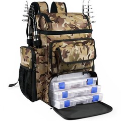 Fishing Tackle Backpack With Rod Holders,45L Large Tackle Bag & Fishing Tackl…