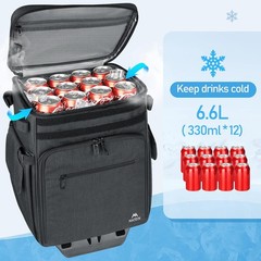 MATEIN Rolling Tackle Box Cooler Fishing Backpack w/Wheels Rod