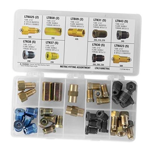 – Fitting Assortment Kit, Tube Nut, Union, Adapter, 9 Popular 3/16″ Metric