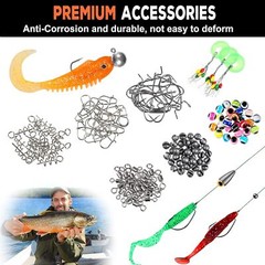 201Pcs Fishing Accessories Kit, Fishing Tackle Box with Fishing Hooks Weights+
