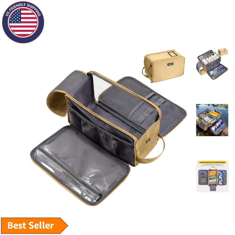 Water-Resistant Soft Plastic Bait Organizer Bag – Khaki
