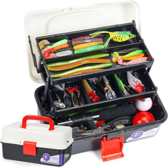 3 Layers Tackle Box with Tackle Included, 321Pcs Fishing Lures Kit Contains Plie