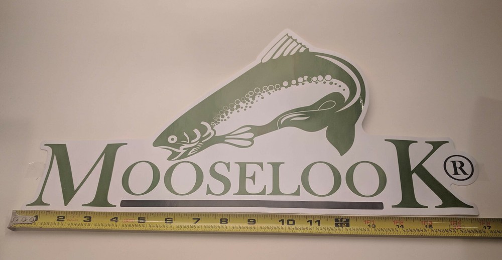 Mooselook Large Decal – Green and Black Lettering on White Background