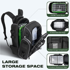 Fishing Backpack 2 * 3700 Tackle Boxes 40L Waterproof Tackle Backpack with Rod H