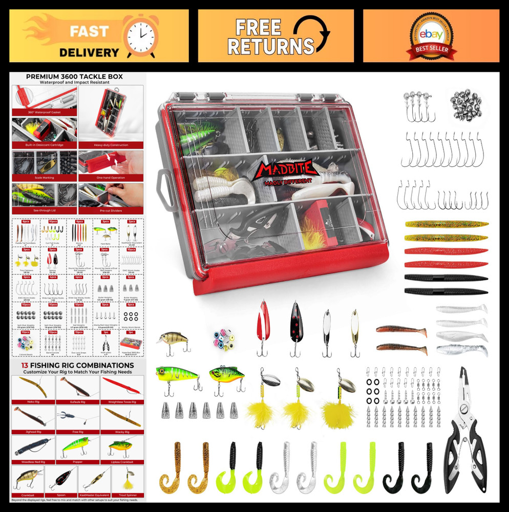 Compact Fishing Tackle Kit – 182/265/400pcs All-in-One Freshwater Gear Set for B