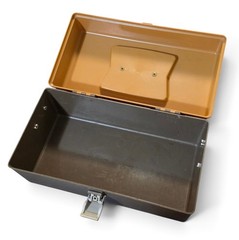 Vintage Plano 5000 Fishing Tackle Box Brown Tan Hard Case Made in USA 13″