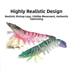 TPE Soft Lure Bait 9.5cm Lifelike Shrimp Design with Weight for Fishing
