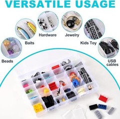 2Pcs Clear Visible Plastic Storage Box- Rectangular Storage Box, 36Grids-2
