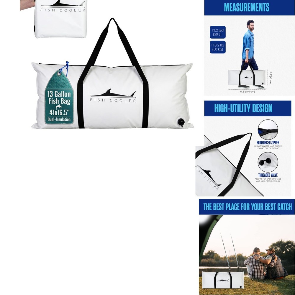 Houseables Fish Bag Fish Kill Bag Fishing Cooler Insulated Carrier For Fishing