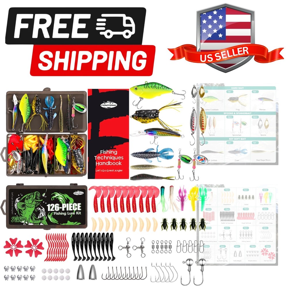 Fishing Lures – Tackle Box with Tackle Included, Fishing Kit with VIBs, Frogs…