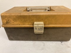 Vintage Plano 5000 Yellow 2-Tray Tackle Box Fold Out Fishing Storage USA Made