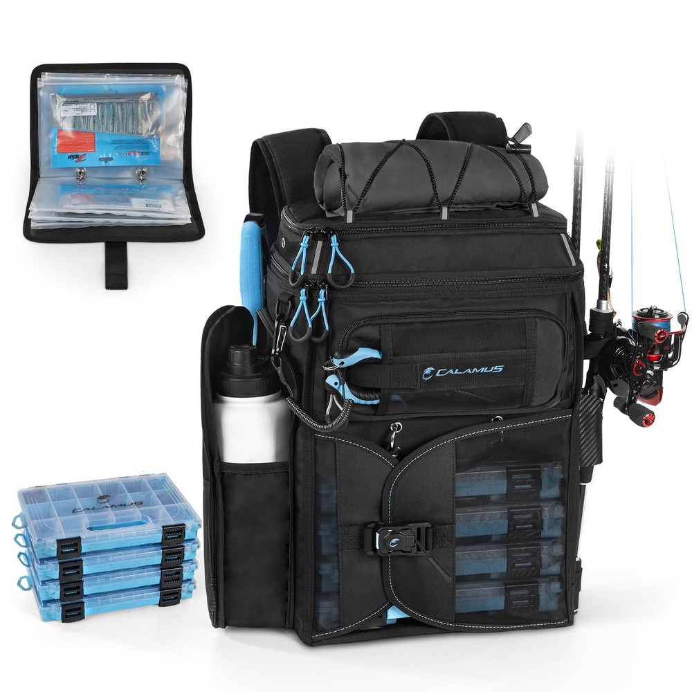 Calamus GearMaster 13.4″ x 17.7″ x 9.8″, Black With (4) 3600 Tackle Boxes
