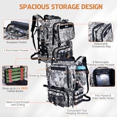 Fishing Backpack with 4 Oxford Fabric C1:Digital Camo 900D – 4 Tackle Boxes