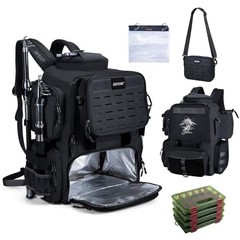 Fishing Backpack 900D Oxford Fabric&Insulation D1:black With 4 Tackle Boxes