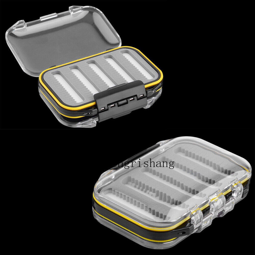 1PCS Two-Sided Fly Fishing Box Waterproof Transparent Lightweight Easy Grip Foam
