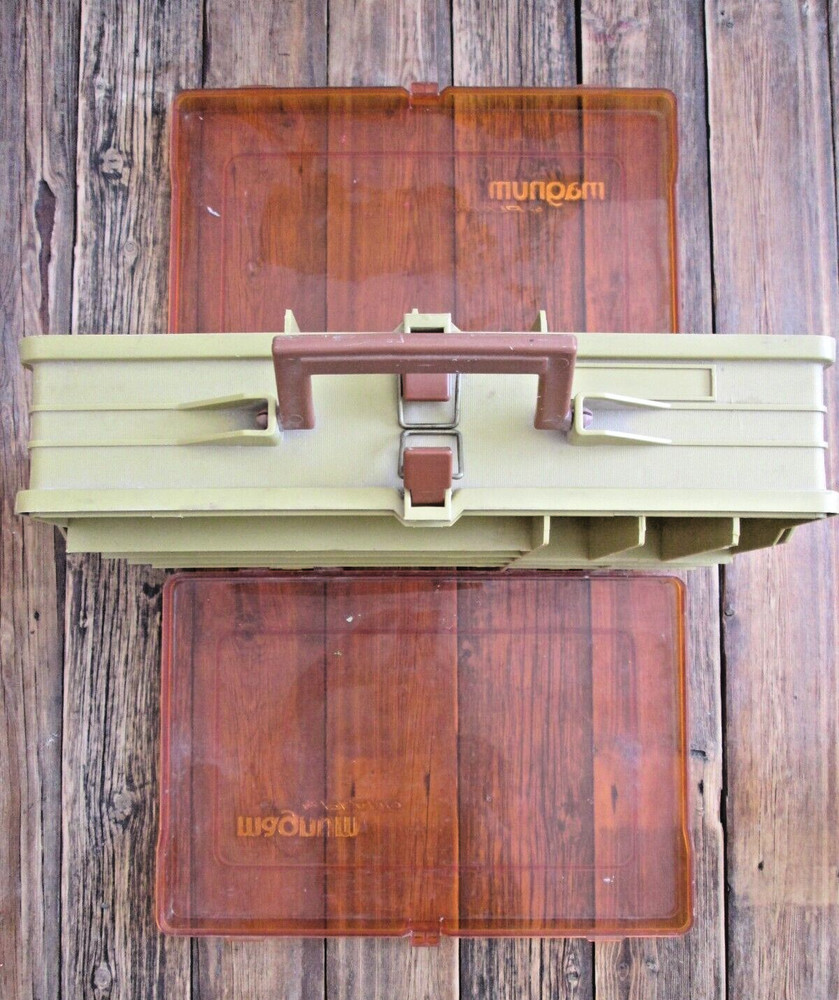 Vintage Plano Magnum Fishing Tackle Box Double Sided Organizer 2-Sided 1122