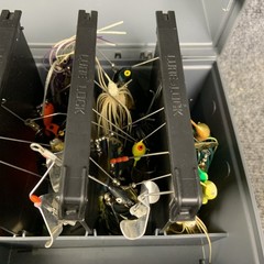 Plano 2301 Hanging Bait Box with 30 Vintage Spinnerbait Lures