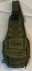 Trout Unlimited Olive Canvas Sling Pack Bag w/Shoulder Strap & MOLLE Pockets