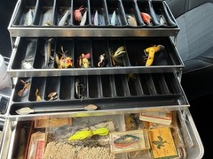 Vintage UMCO 175A Aluminum Tackle Box-3 Tier Tray Loaded With Vintage Lures