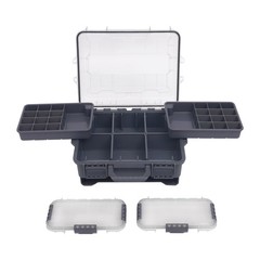 3-tier Fishing Tackle Box with Small Removable Tackle Tray 14.37*11.42*6.89in