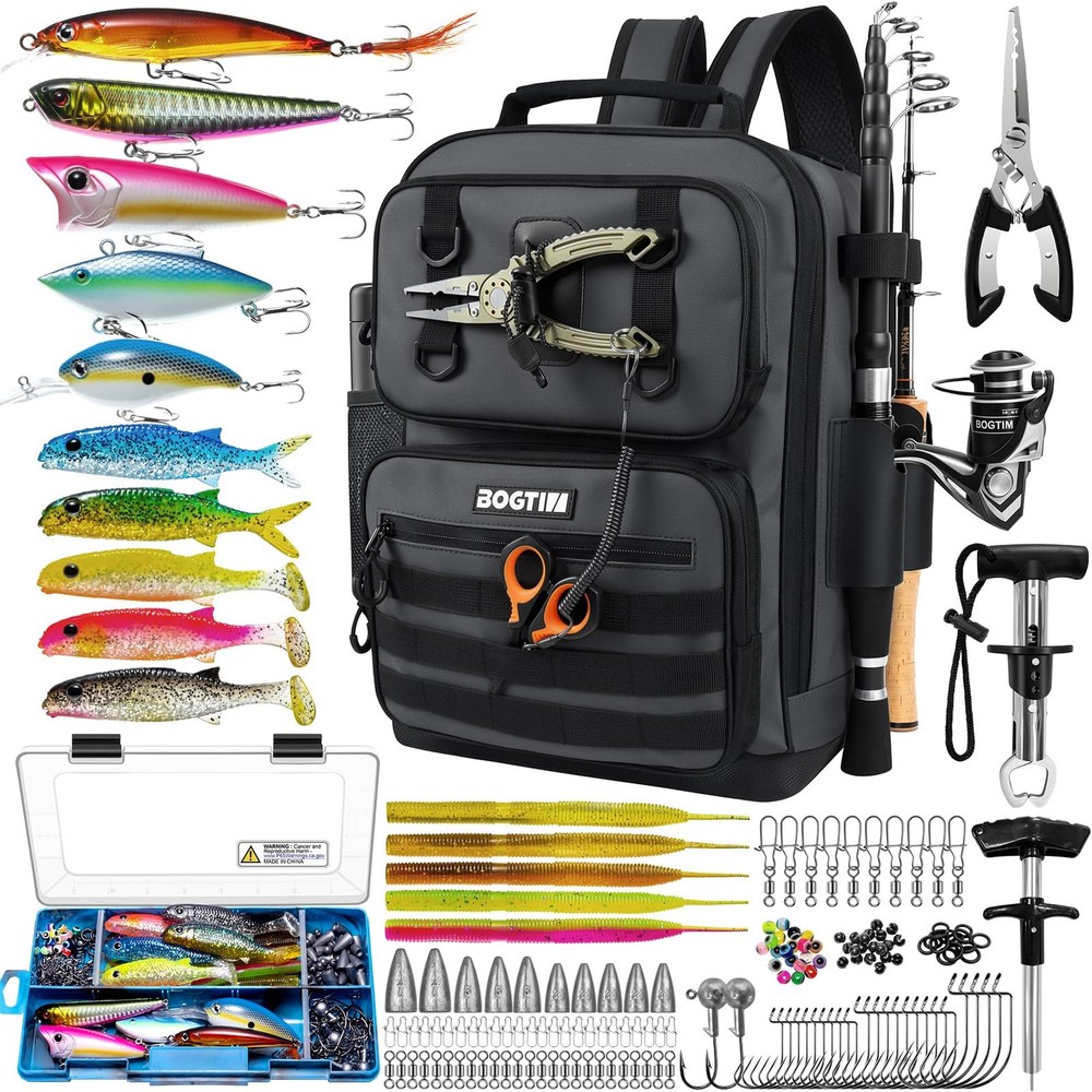 Fishing Backpack with Tackle Boxes and Rod Holders, Fishing Bag with Fishing …