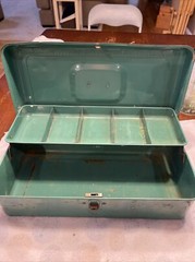Vintage Liberty Steel Chest Corp. Metal Tackle Box Rochester NY USA Green/Teal